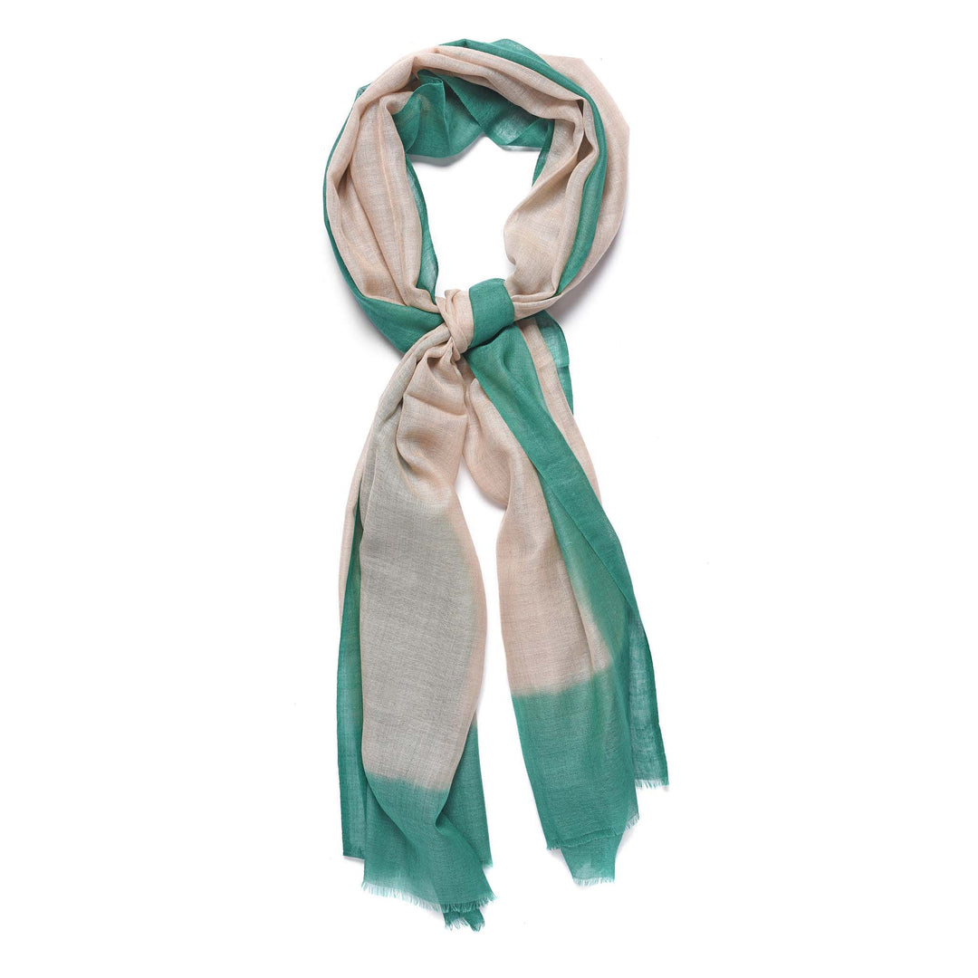 Green Trim Fine Wool and Silk Scarf - Various Colours | Indigo Antiques