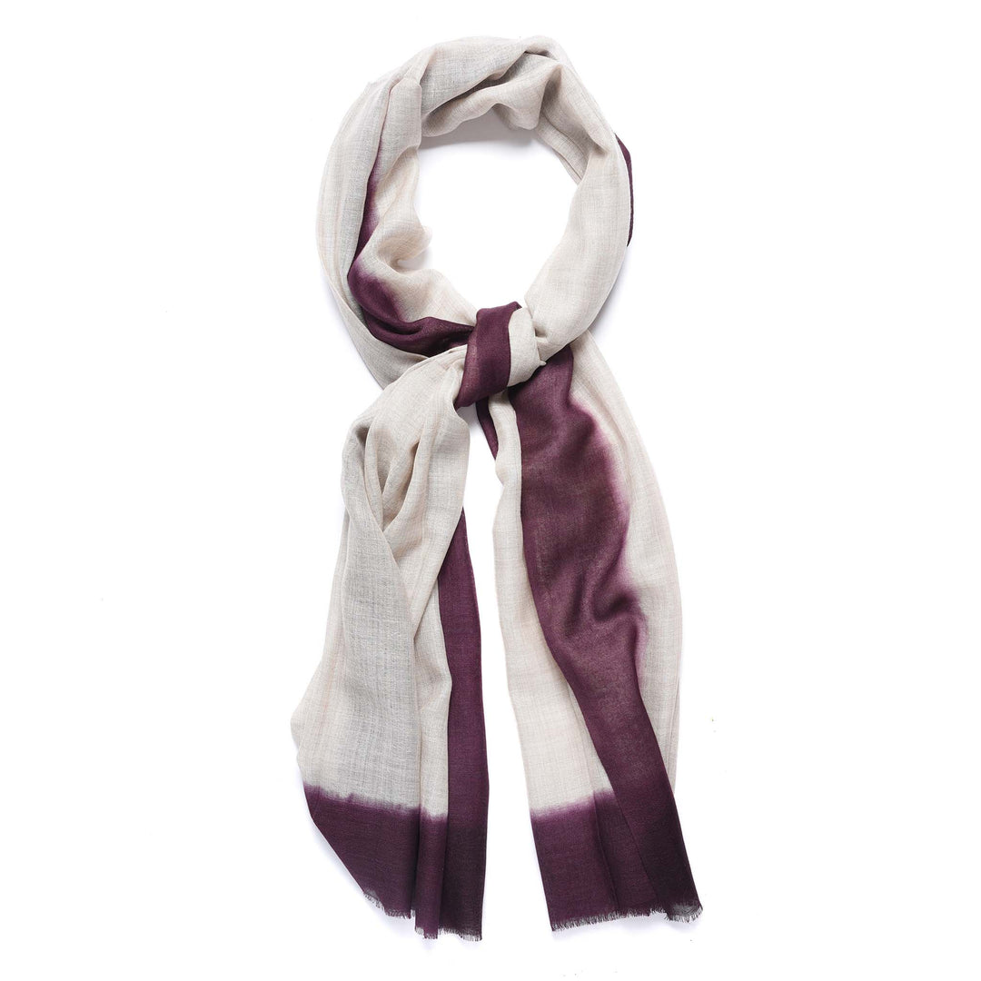Plum Trim Fine Wool and Silk Scarf - Various Colours | Indigo Antiques