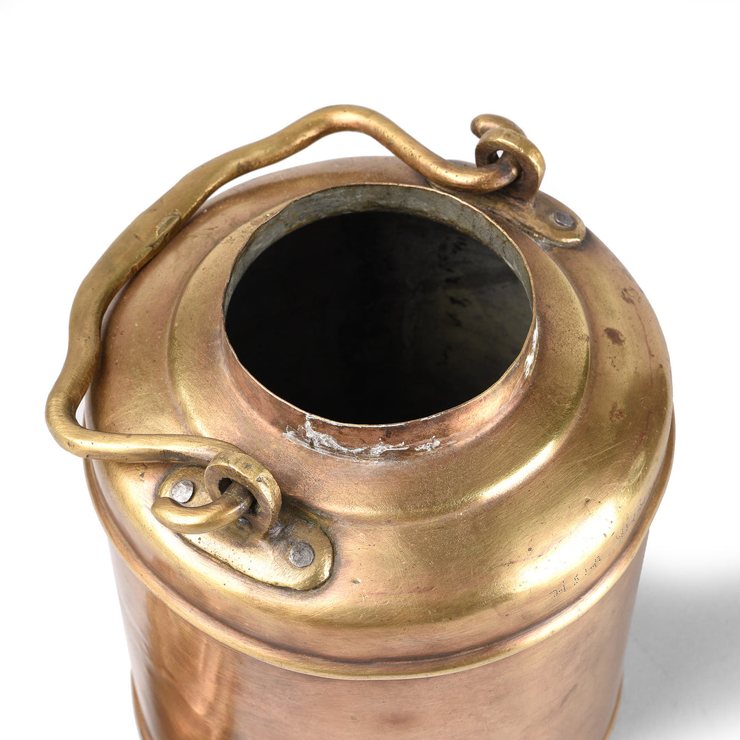 Interior Of Vintage Brass Ghee Pot From Mumbai - Ca 1940 | Indigo Antiques