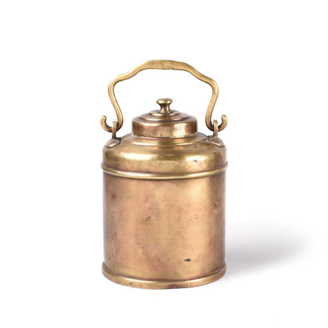 Vintage Brass Ghee Pot From Mumbai - Ca 1940 | Indigo Antiques