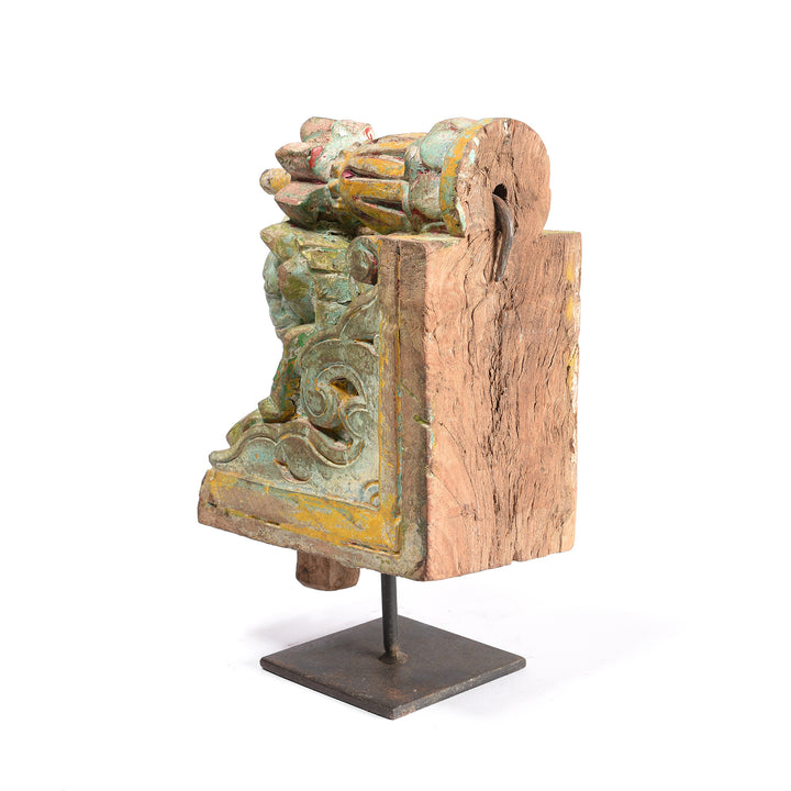 Antique Carved & Painted Teak Corbel From Maharashtra - 19th Century | Indigo Antiques