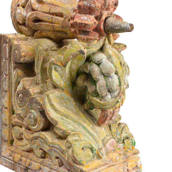 Antique Carved & Painted Teak Corbel From Maharashtra - 19th Century | Indigo Antiques