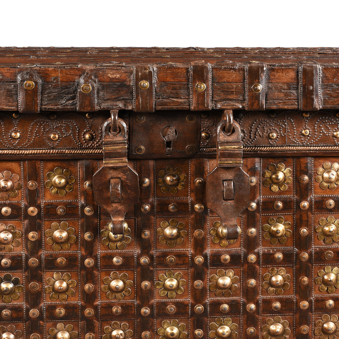 Latch Detail From Antique Brass Bound Indian 'Pithara' Chest From Gujarat - 18th Century | Indigo Antiques