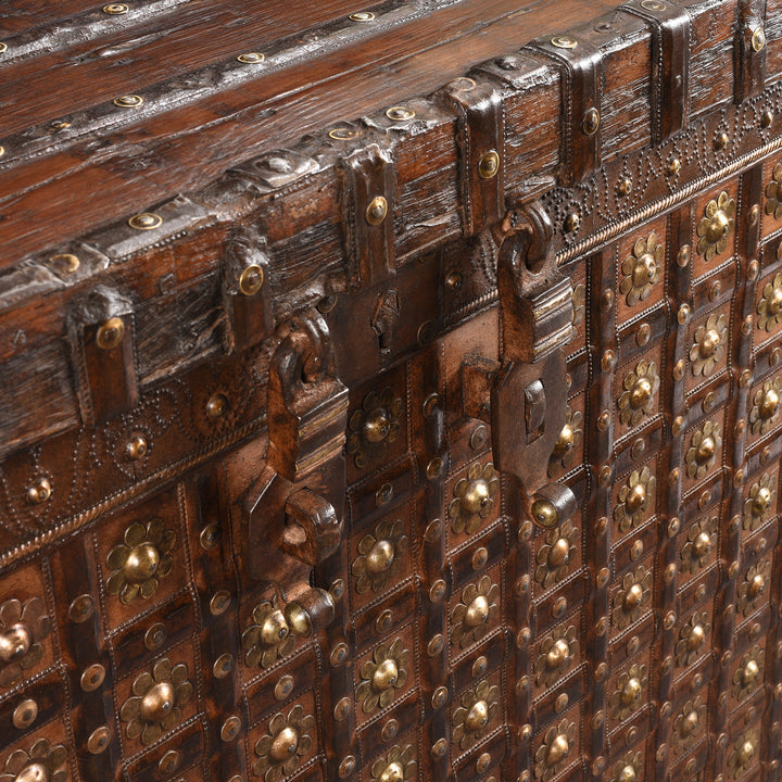 Latch Detail From Antique Brass Bound Indian 'Pithara' Chest From Gujarat - 18th Century | Indigo Antiques
