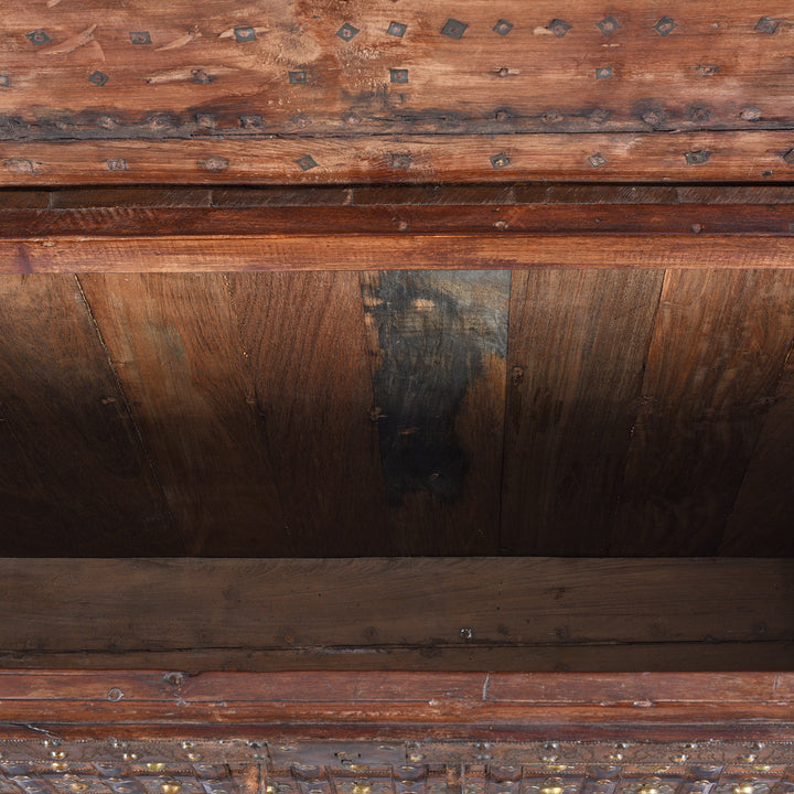 Interior View Of Antique Brass Bound Indian 'Pithara' Chest From Gujarat - 18th Century | Indigo Antiques