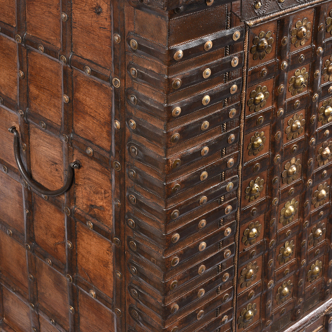 Binding detail From Antique Brass Bound Indian 'Pithara' Chest From Gujarat - 18th Century | Indigo Antiques