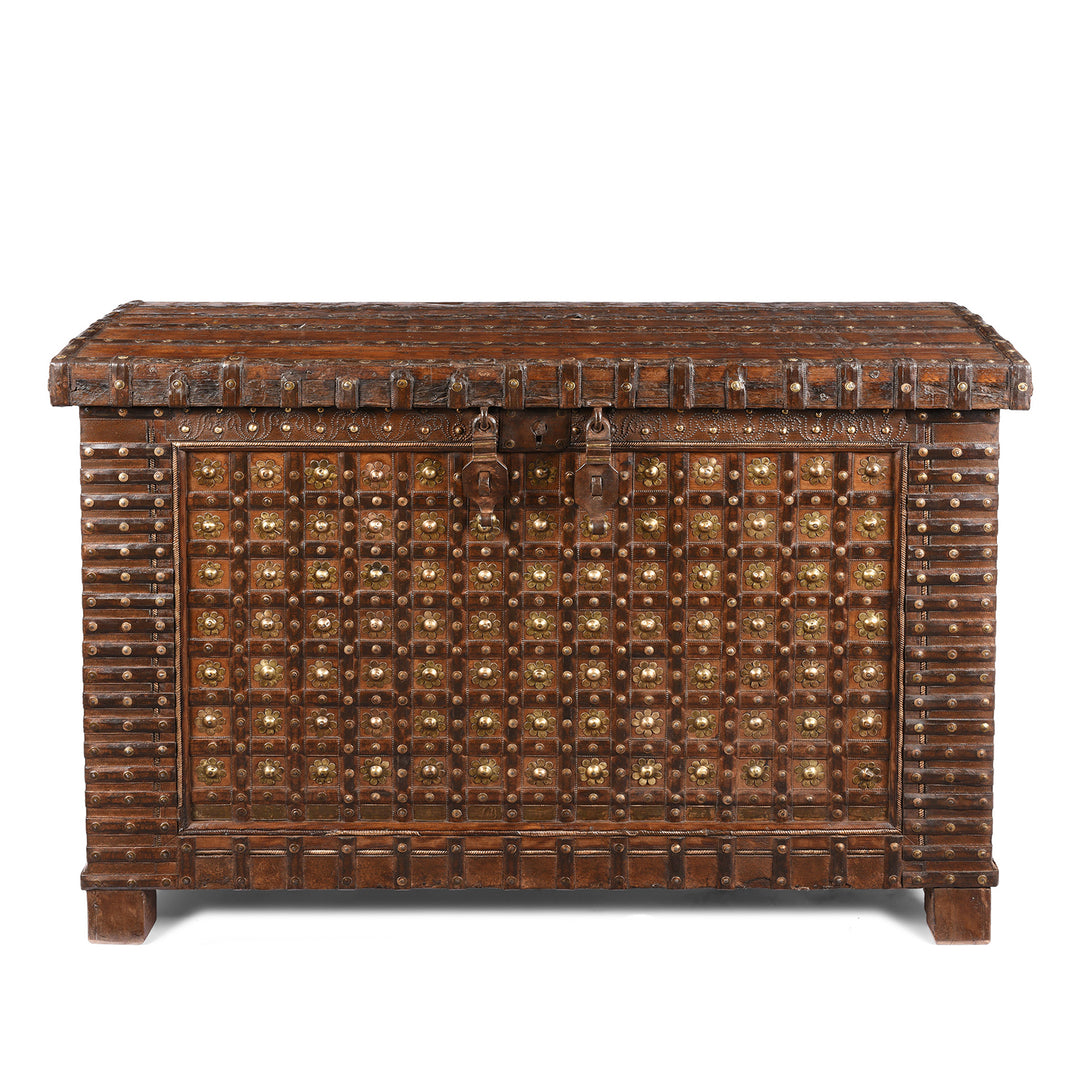 Antique Brass Bound Indian 'Pithara' Chest From Gujarat - 18th Century | Indigo Antiques