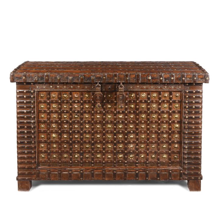 Antique Brass Bound Indian 'Pithara' Chest From Gujarat - 18th Century | Indigo Antiques