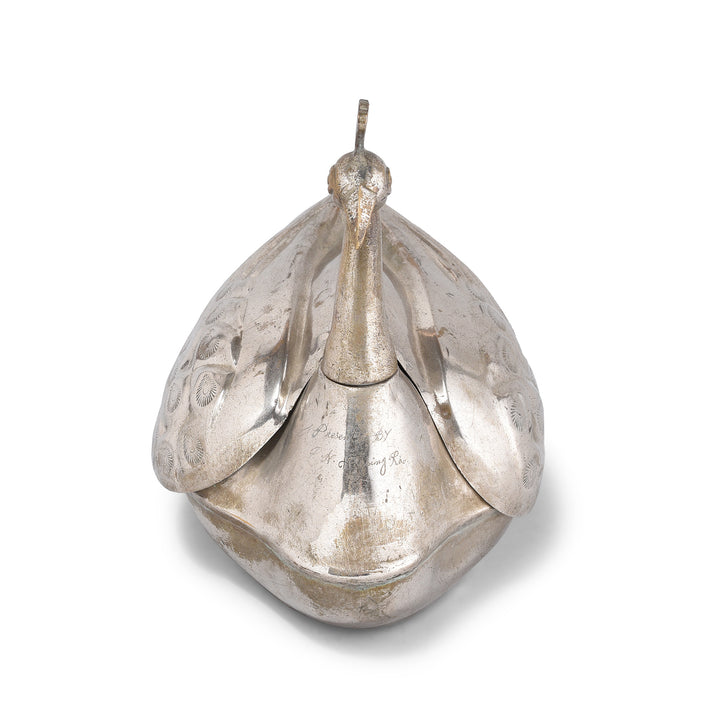 Front View Of Vintage Peacock Shaped Betelnut Box - Ca 1950 | Indigo Antiques
