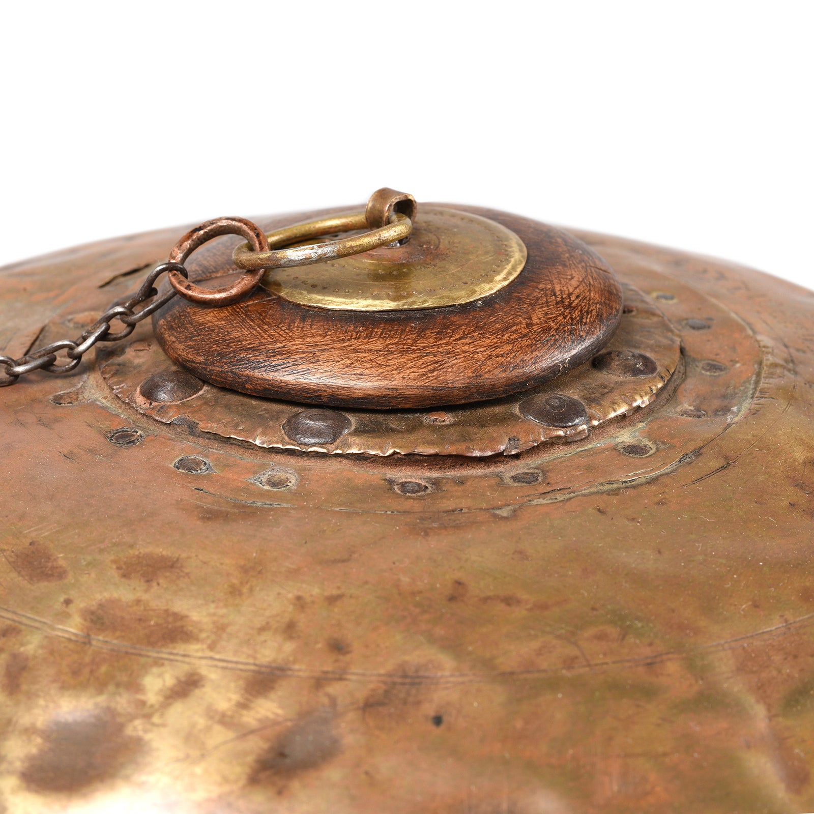 Brass & Teak Indian Tobacco Pot From Rajasthan - 19thC | Indigo Antiques