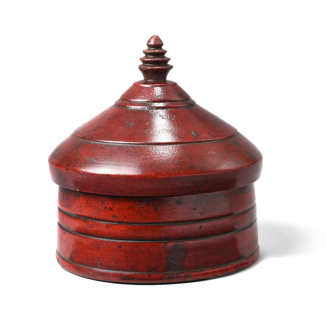 Red Lacquer Pot From Uttar Pradesh - Early 20thC | Indigo Antiques