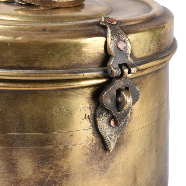 Vintage Indian Brass Food Caddy From Bombay - Ca 1920
