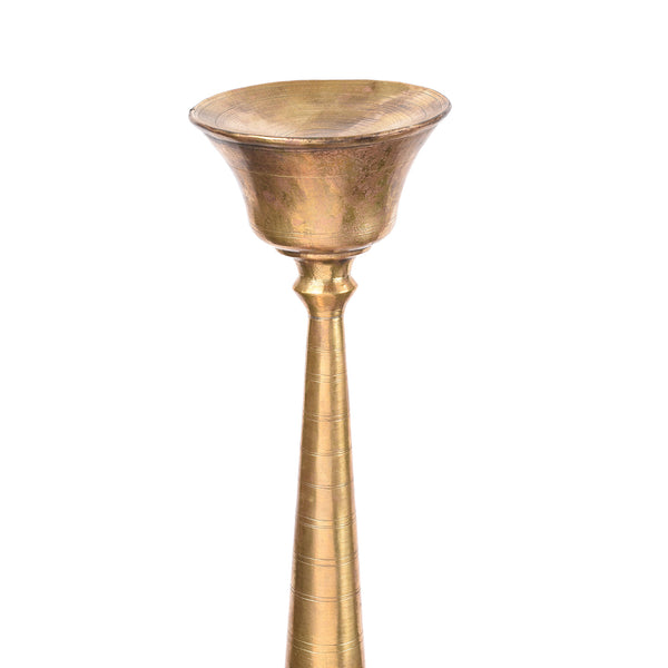 Indian Brass Candlestick From Rajasthan - 19thC