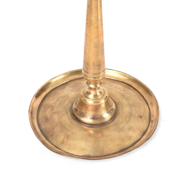 Indian Brass Candlestick From Rajasthan - 19thC
