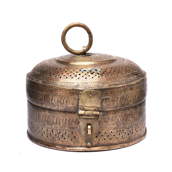 Antique Brass Jali Work Paan Box From Rajasthan - 19thC | Indigo Antiques