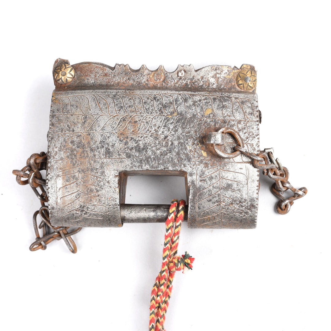 Original Indian Iron Padlock With Key - 18thC | Indigo Antiques