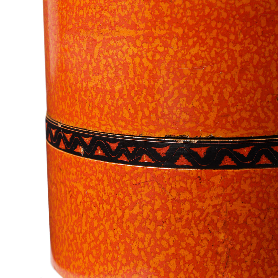 Detail From Antique Old Scratchwork Lacquer Pot From Rajasthan - Late 19Th Century | Indigo Antiques