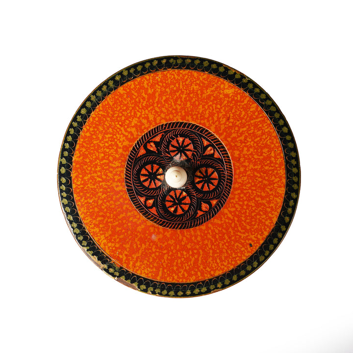 Top Down View Of Antique Old Scratchwork Lacquer Pot From Rajasthan - Late 19Th Century | Indigo Antiques