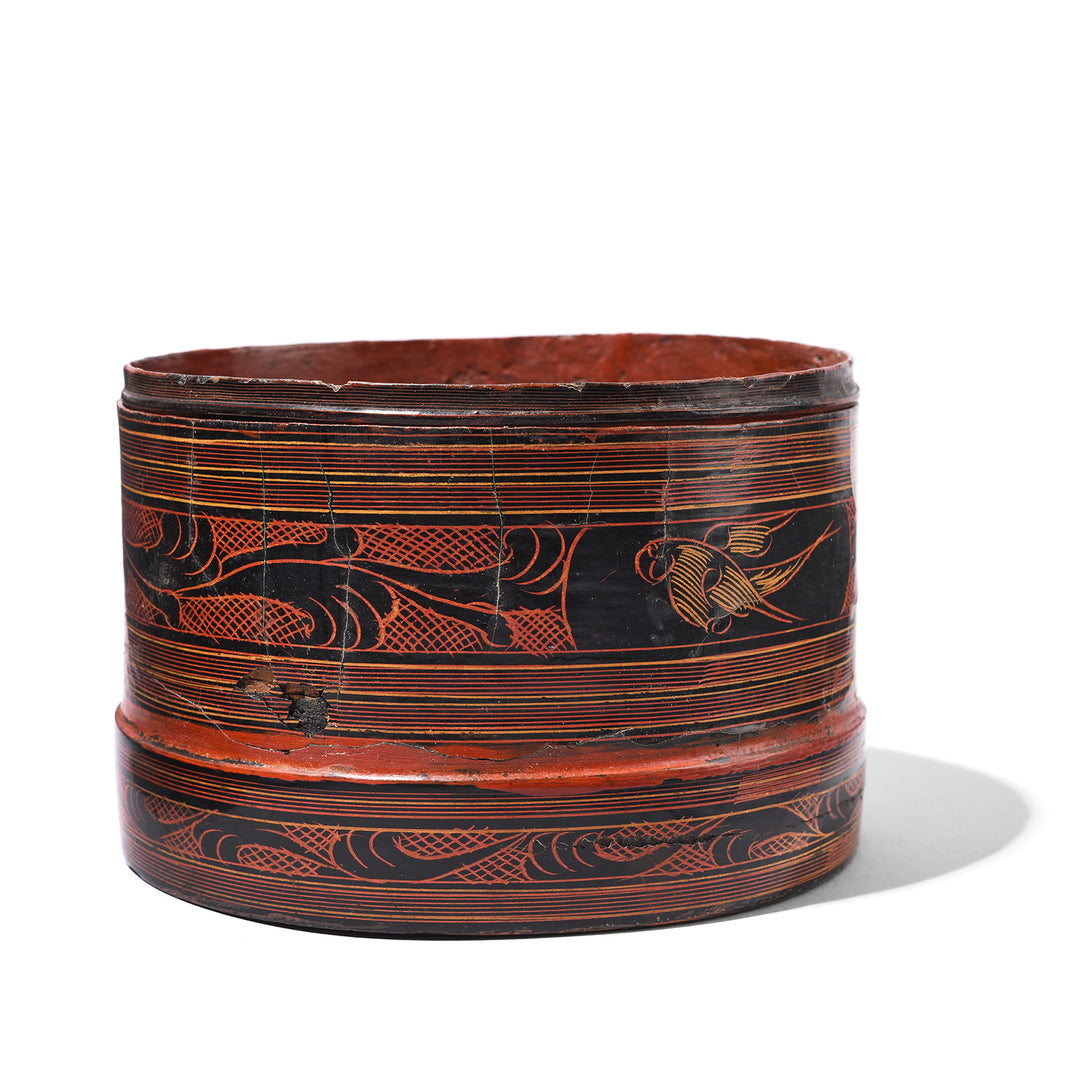 Antique Burmese Black Lacquered Tiffin Box - Ca 1920 | Indigo Antiques