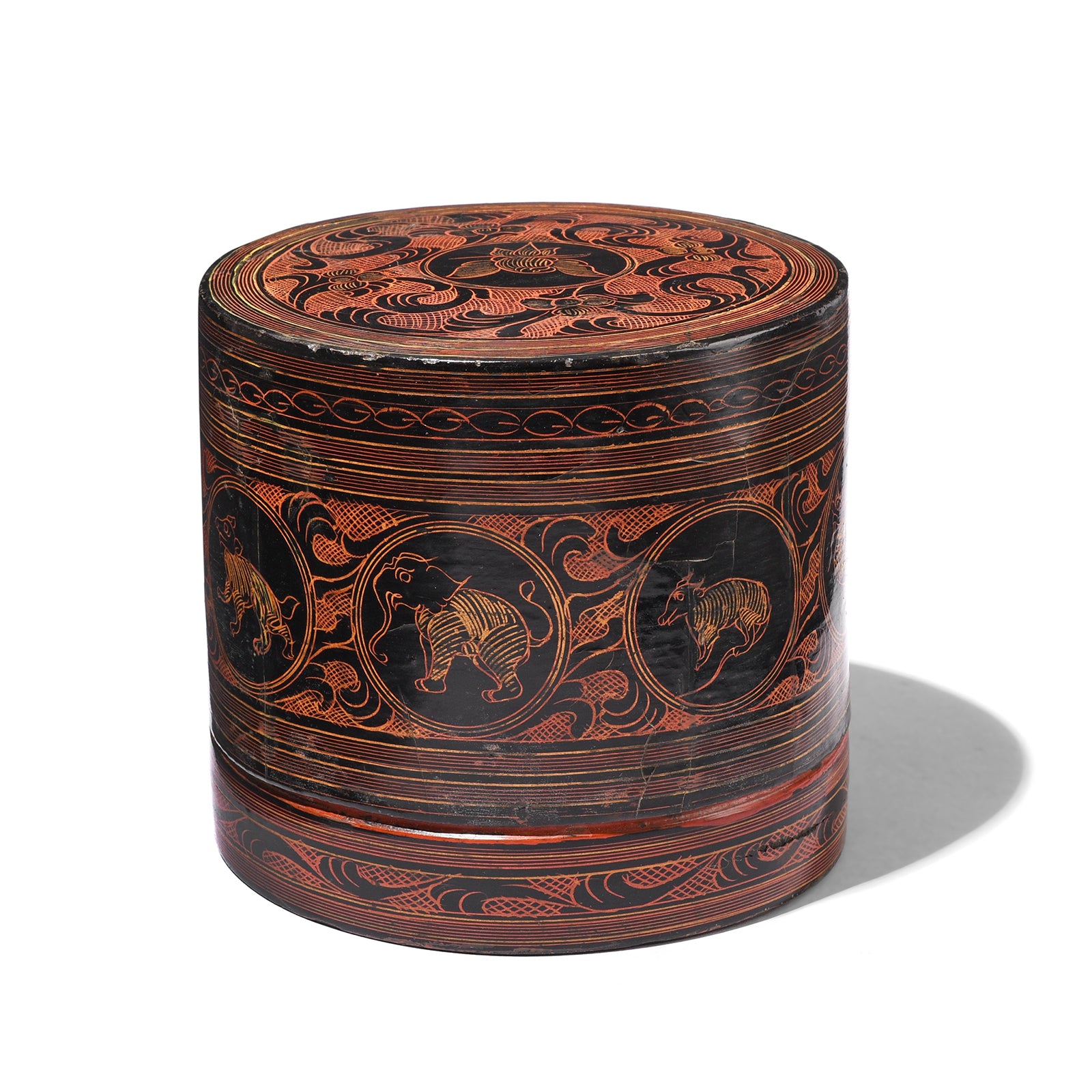 Antique Burmese Black Lacquered Tiffin Box - Ca 1920 | Indigo Antiques