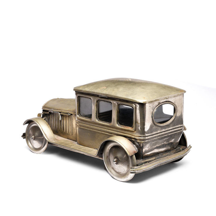 Reverse Of Vintage Brass Chevrolet Paan Box - Ca 1930 | Indigo Antiques