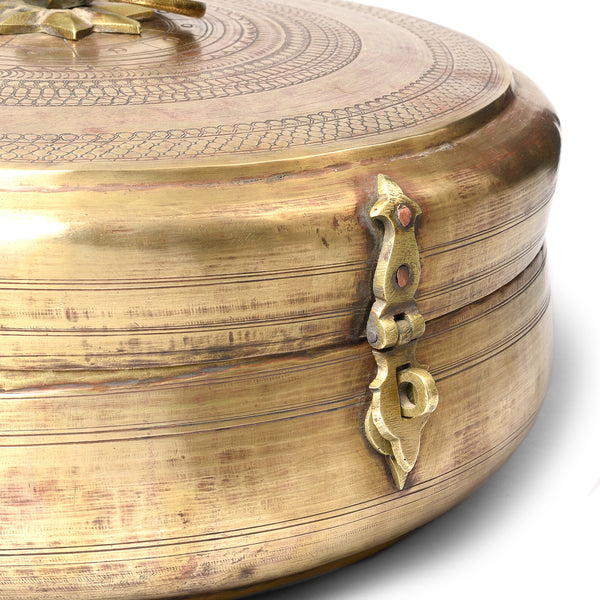 Large Indian Brass Chapati Box - 19thC