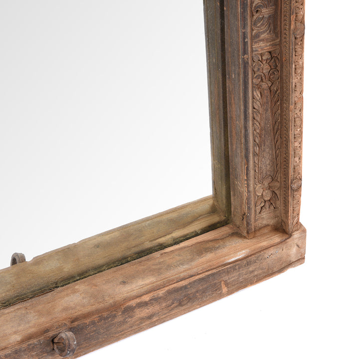 Carving Detail From Antique Indian Window Mirror From Shekhawati - 19th Century | Indigo Antiques