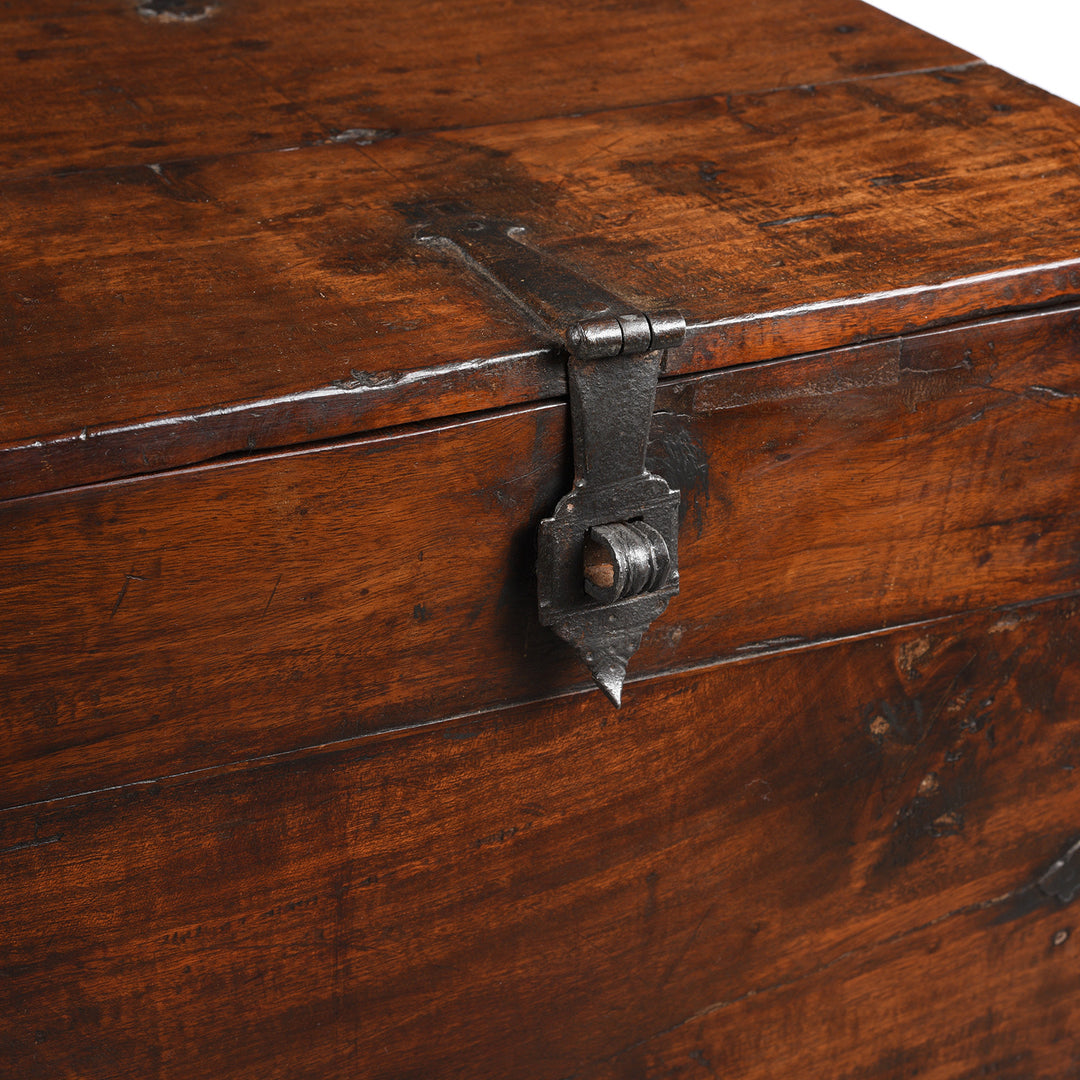 Latch Detail From Antique Carved Roheda Wood Dowry Chest From Rajasthan - 19th Century | Indigo Antiques