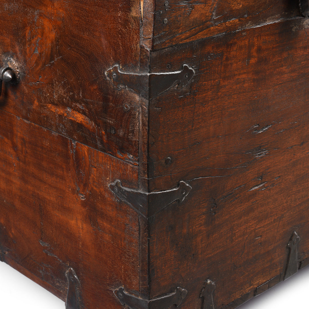 Binding Detail From Antique Carved Roheda Wood Dowry Chest From Rajasthan - 19th Century | Indigo Antiques