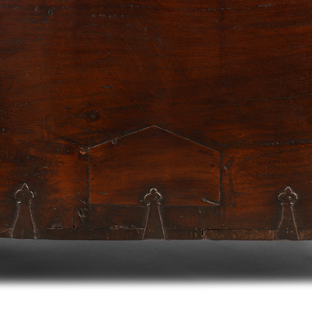 Patch Detail From Antique Carved Roheda Wood Dowry Chest From Rajasthan - 19th Century | Indigo Antiques