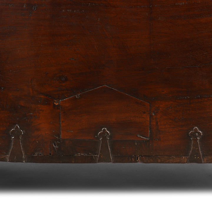 Patch Detail From Antique Carved Roheda Wood Dowry Chest From Rajasthan - 19th Century | Indigo Antiques