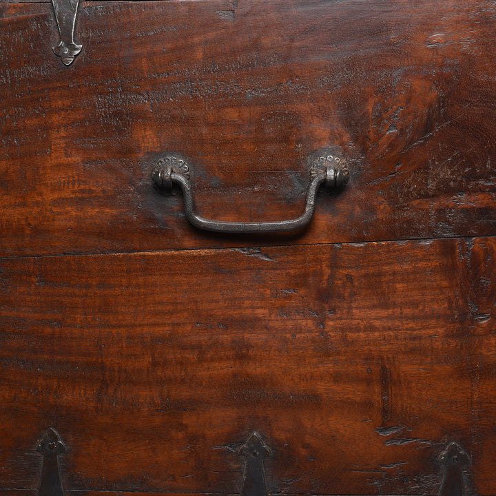 Handle Detail From Antique Carved Roheda Wood Dowry Chest From Rajasthan - 19th Century | Indigo Antiques