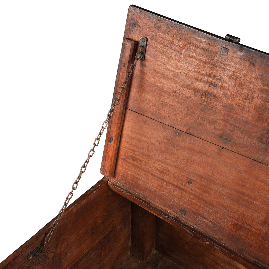 Chain Detail From Antique Carved Roheda Wood Dowry Chest From Rajasthan - 19th Century | Indigo Antiques