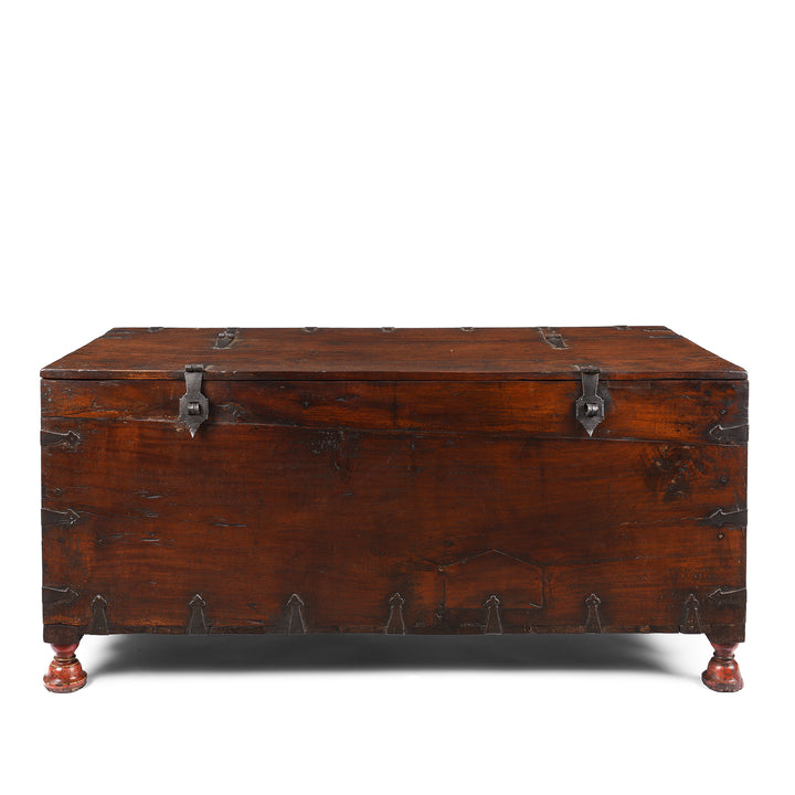 Antique Carved Roheda Wood Dowry Chest From Rajasthan - 19th Century | Indigo Antiques