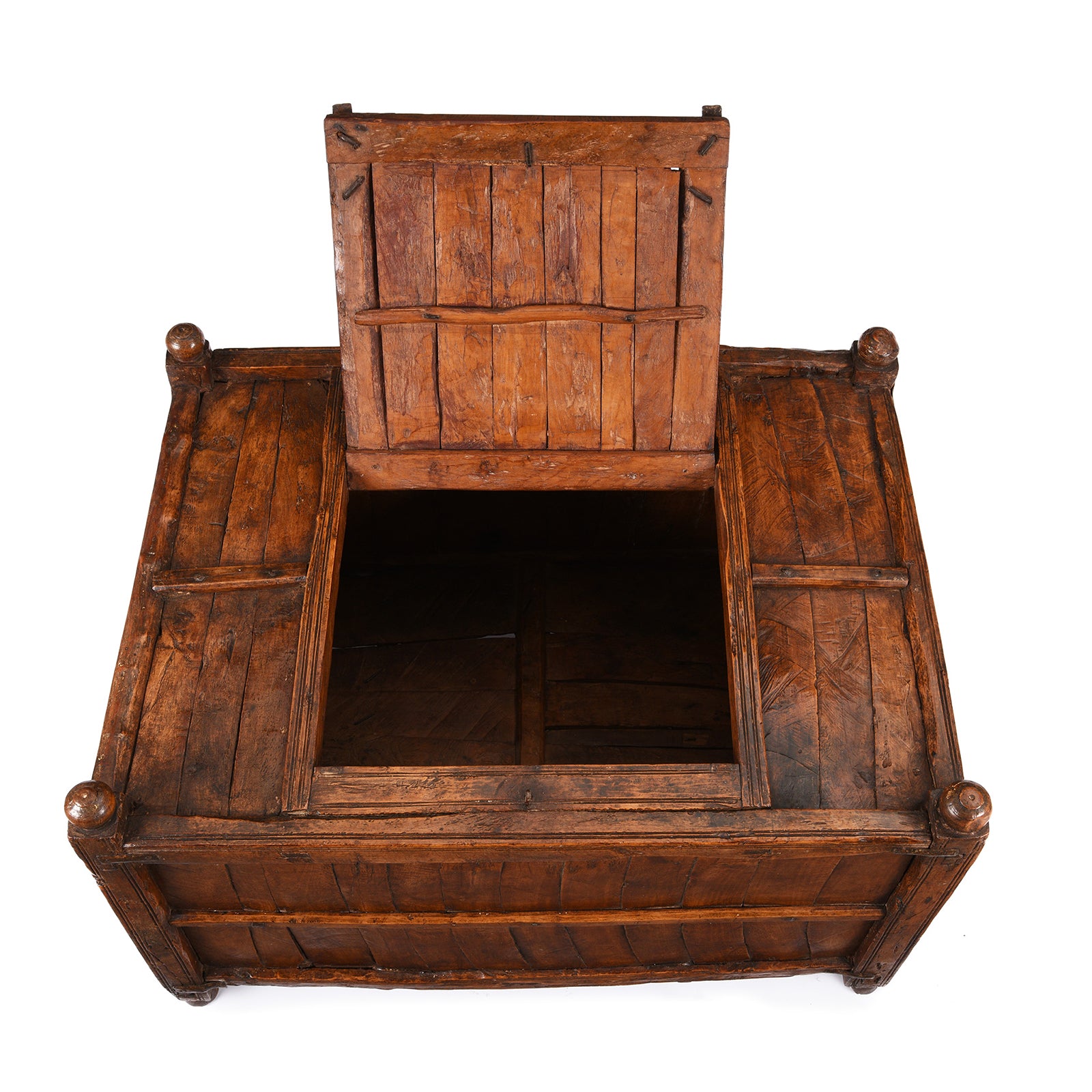 Open Lid View Of Antique Indian Stick Box Chest From Rajasthan - 19th Century | Indigo Antiques