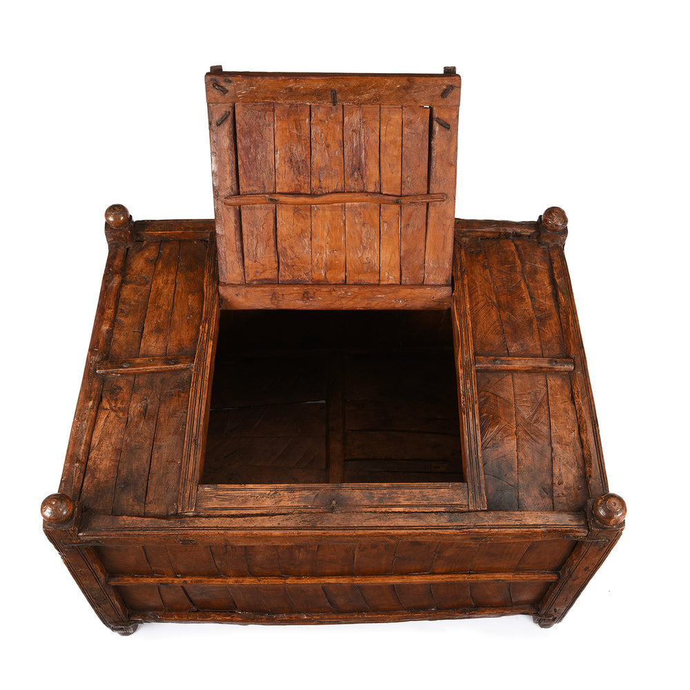 Open Lid View Of Antique Indian Stick Box Chest From Rajasthan - 19th Century | Indigo Antiques