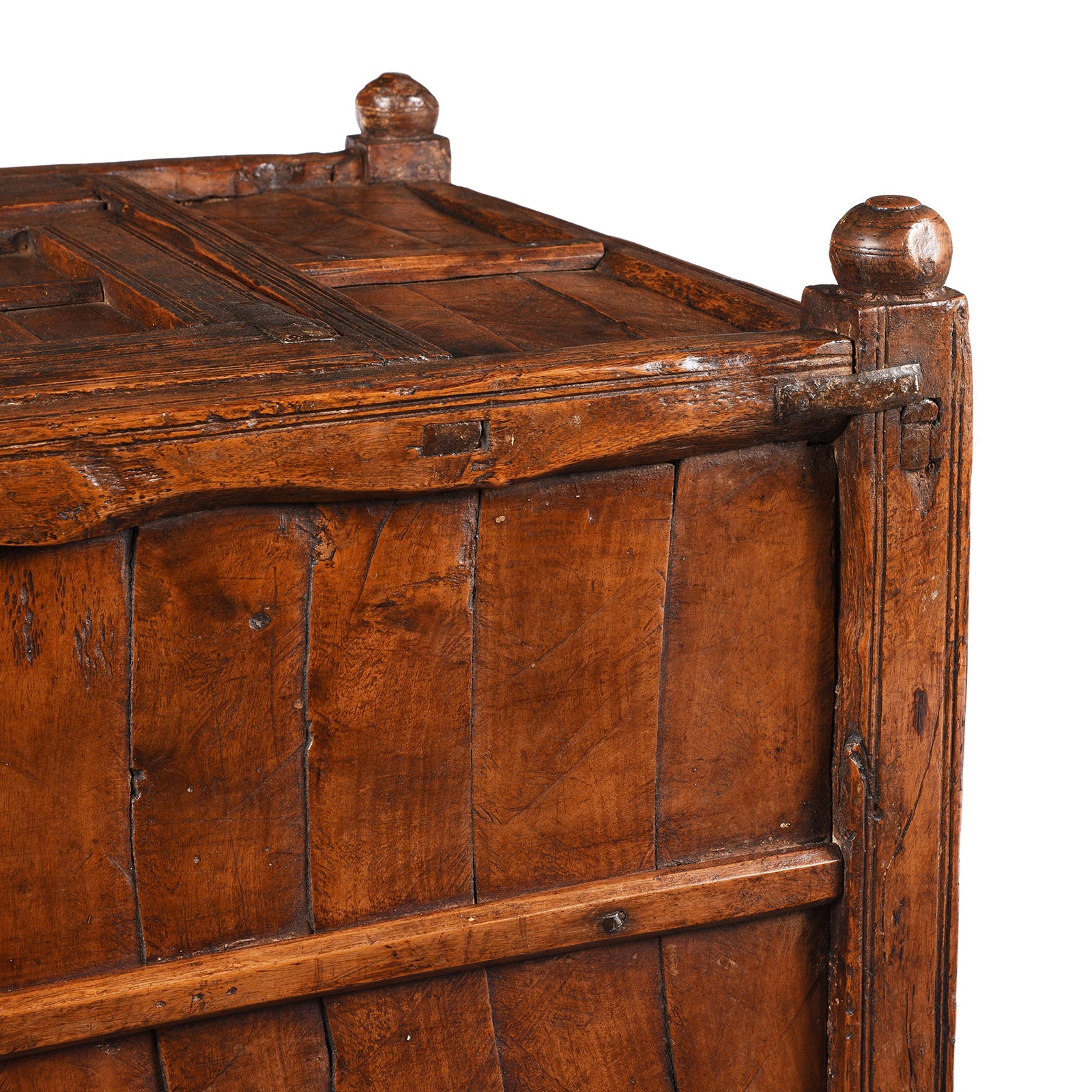 Corner Detail From Antique Indian Stick Box Chest From Rajasthan - 19th Century | Indigo Antiques