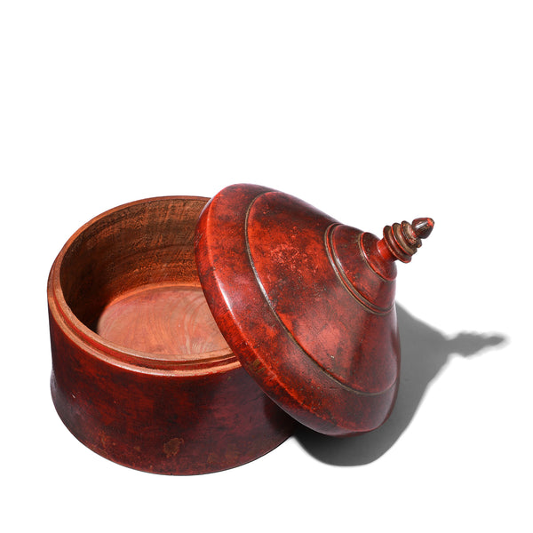 Red Lacquer Pot From Uttar Pradesh - Early 20th Century