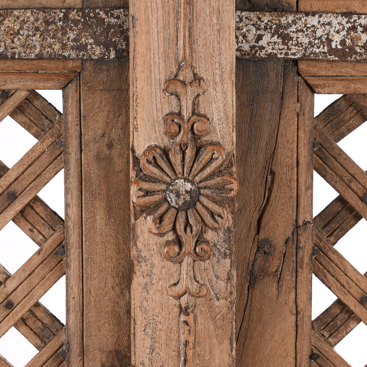 Carving Detail From Antique Carved Teak Jali Doors From Bikaner - 19th Century | INDIGO ANTIQUES