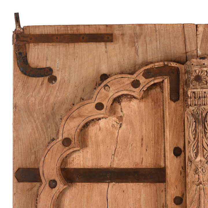 Corner Detail From Antique Bleached Indian Doors From Bikaner - 19th Century | INDIGO ANTIQUES