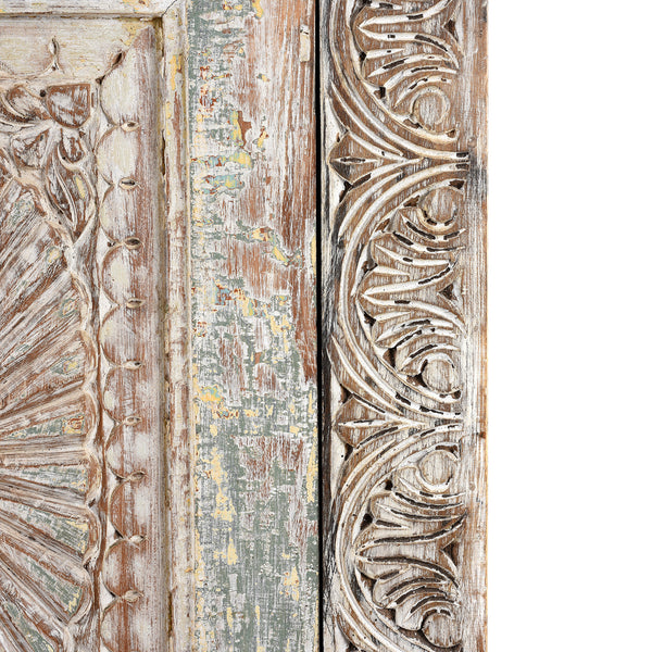 Painted Sunburst Cabinet Made From Reclaimed Teak Doors