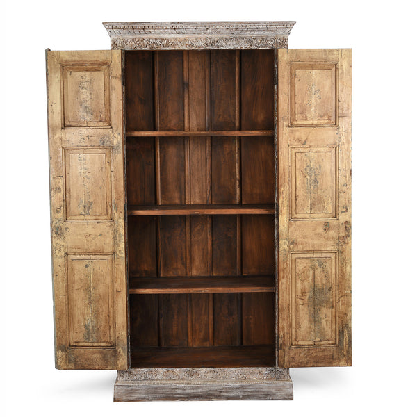 Painted Sunburst Cabinet Made From Reclaimed Teak Doors