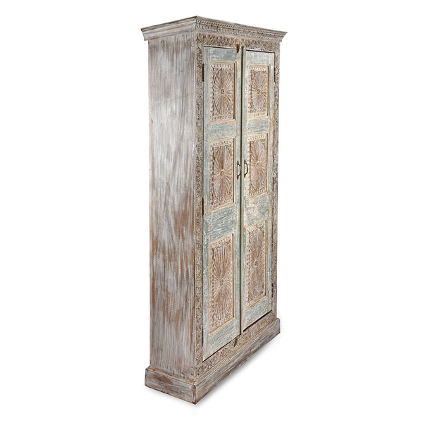 Painted Sunburst Cabinet Made From Reclaimed Teak Doors