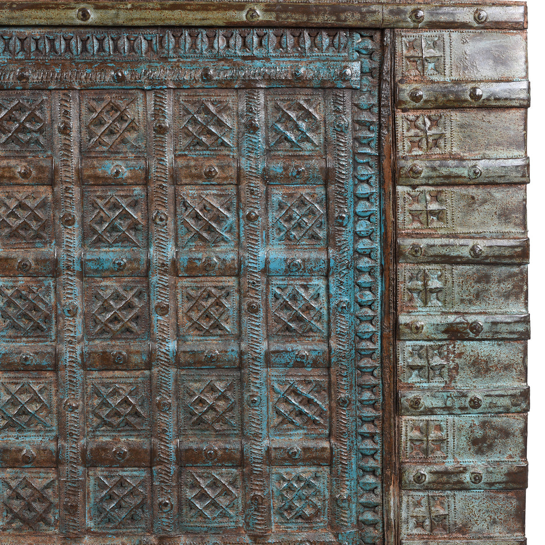 Detail From Antique Painted Indian 'Pithara' Chest From Saurashtra - 18th Century | Indigo Antiques