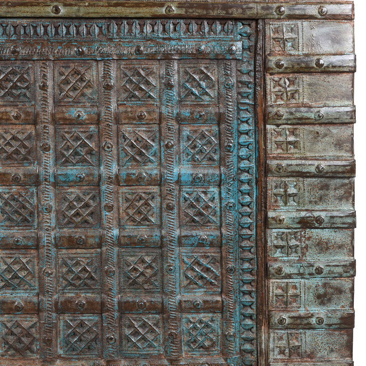 Detail From Antique Painted Indian 'Pithara' Chest From Saurashtra - 18th Century | Indigo Antiques