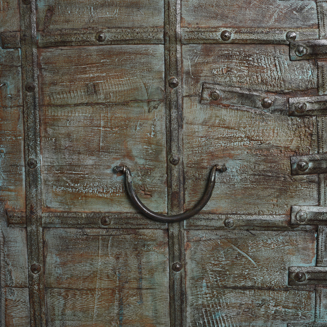 Handle Detail From Antique Painted Indian 'Pithara' Chest From Saurashtra - 18th Century | Indigo Antiques