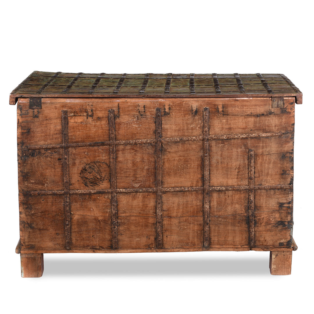 Back Of Antique Painted Indian 'Pithara' Chest From Saurashtra - 18th Century | Indigo Antiques