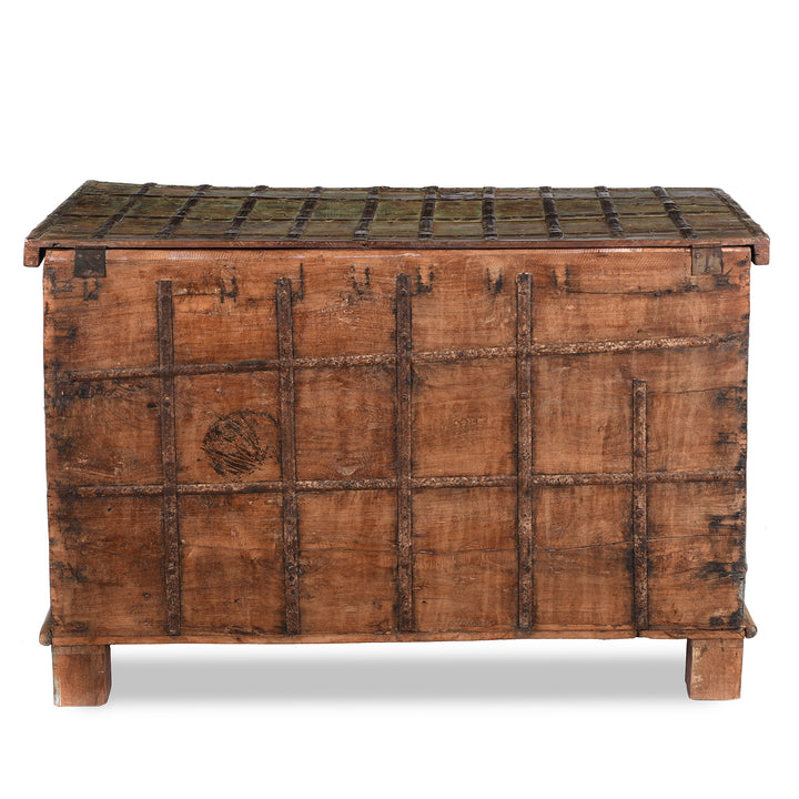 Back Of Antique Painted Indian 'Pithara' Chest From Saurashtra - 18th Century | Indigo Antiques