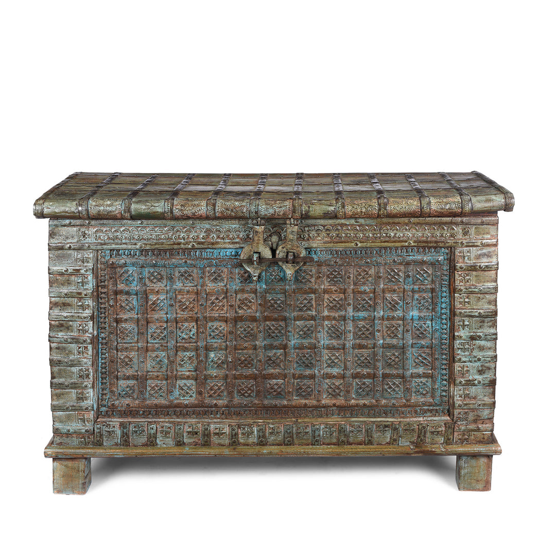 Antique Painted Indian 'Pithara' Chest From Saurashtra - 18th Century | Indigo Antiques