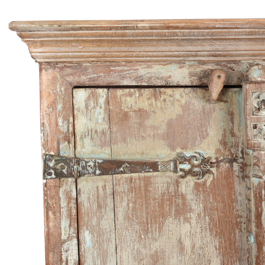 Corner Detail From Reclaimed Teak Side Cabinet With Painted Finish | Indigo Antiques